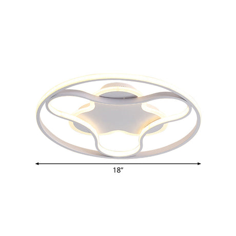 Fidget Spinner Flush Mount Led Ceiling Light Minimalist Iron In White 18/21.5 Wide Warm/White
