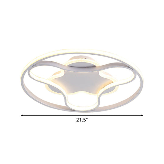 Fidget Spinner Flush Mount Led Ceiling Light Minimalist Iron In White 18’/21.5’ Wide Warm/White