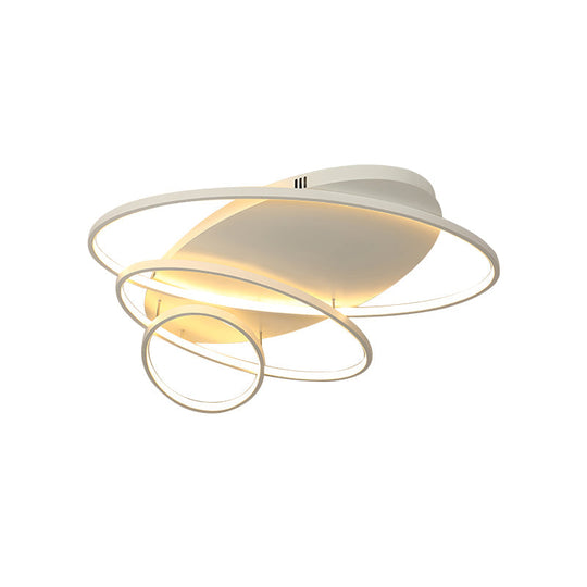 Contemporary Led Ceiling Flush Mount Lamp With Intersected Oval Design Black/White/Gold Finish And