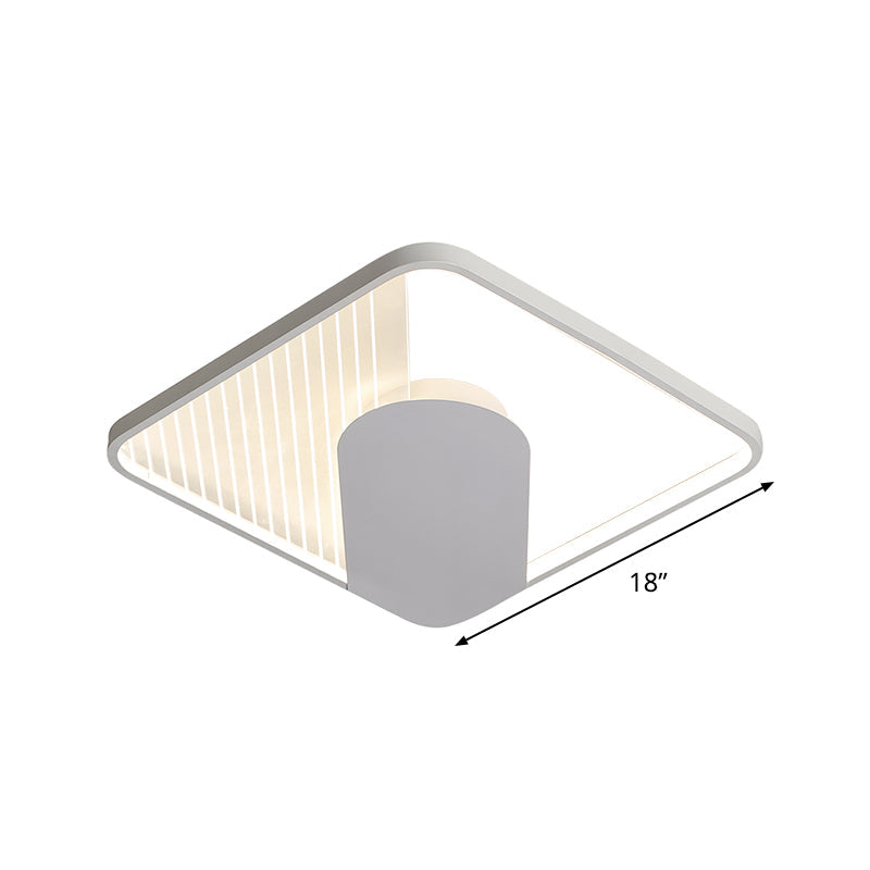 Modern Square Acrylic Led Ceiling Flush Mount Light (18’/21.5’) - Simple White Finish Super