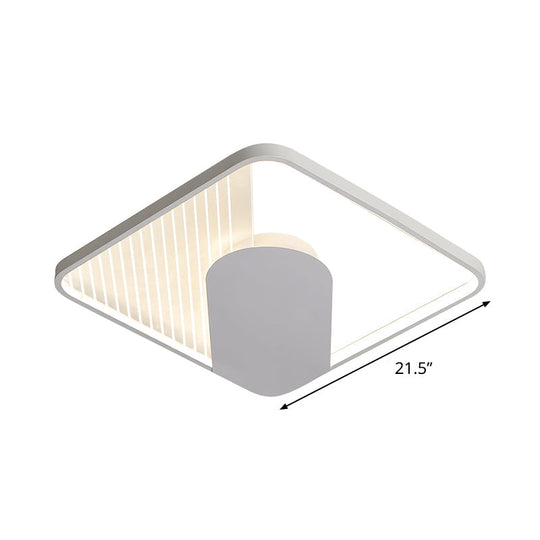 Modern Square Acrylic Led Ceiling Flush Mount Light (18’/21.5’) - Simple White Finish Super
