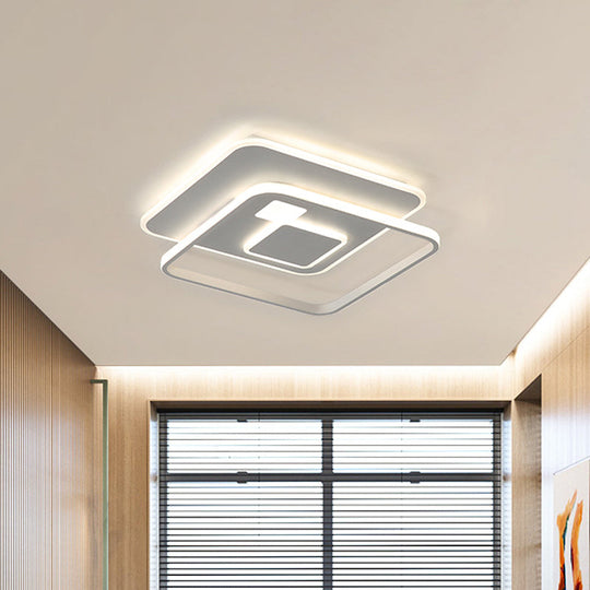 Minimalist White Rectangle Led Acrylic Ceiling Light - Warm/White Flush Mount Fixture / Warm
