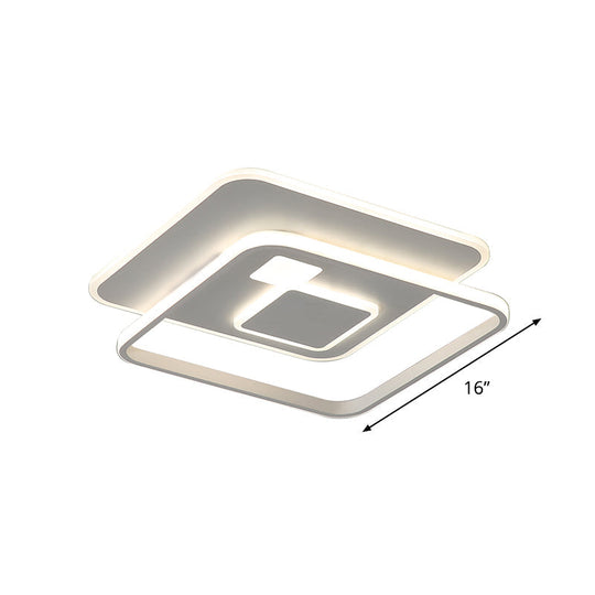 Minimalist White Rectangle Led Acrylic Ceiling Light - Warm/White Flush Mount Fixture