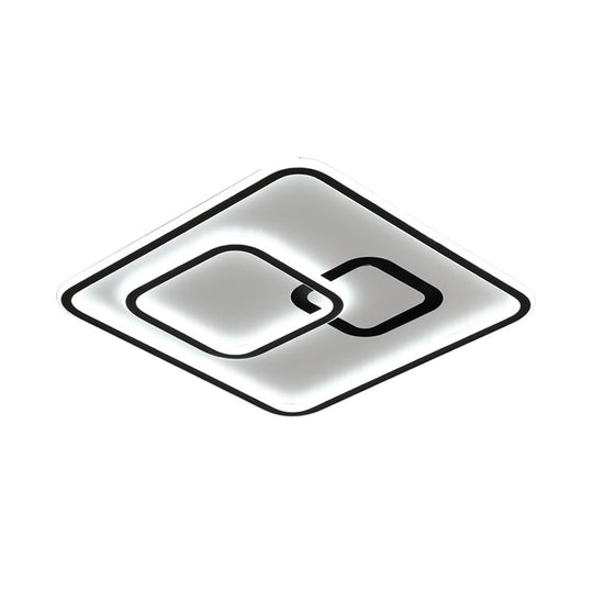 Sleek Black Led Flush Mounted Ceiling Light For Bedroom 16/19.5 Wide