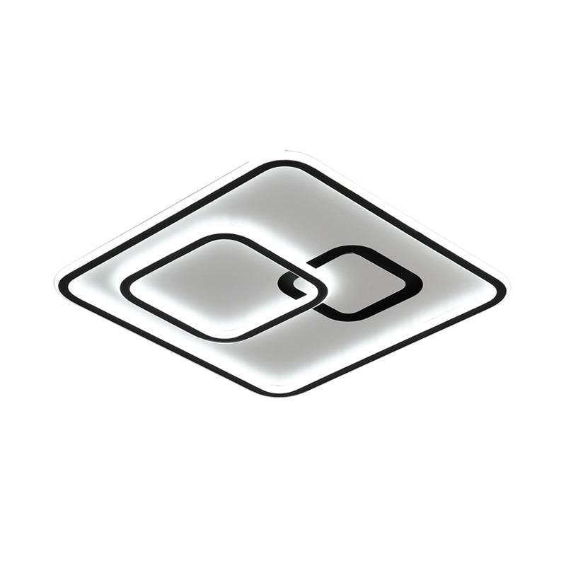 Sleek Black Led Flush Mounted Ceiling Light For Bedroom 16’/19.5’ Wide