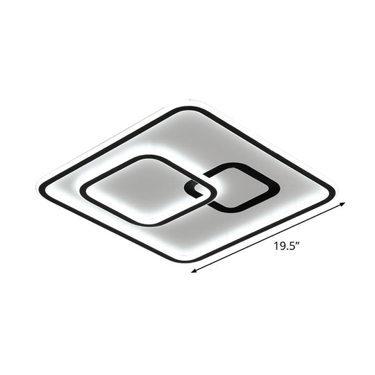 Sleek Black Led Flush Mounted Ceiling Light For Bedroom 16’/19.5’ Wide