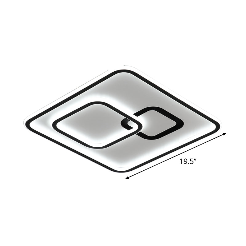 Sleek Black Led Flush Mounted Ceiling Light For Bedroom 16/19.5 Wide