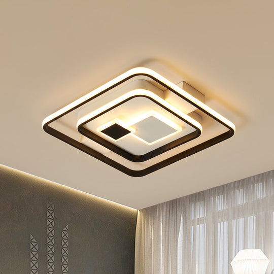 Checkered Acrylic Led Flush Mount Ceiling Light: Warm/White Black-White Modern Style 16.5/20.5 Wide
