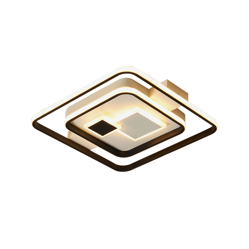 Checkered Acrylic Led Flush Mount Ceiling Light: Warm/White Black-White Modern Style 16.5/20.5 Wide