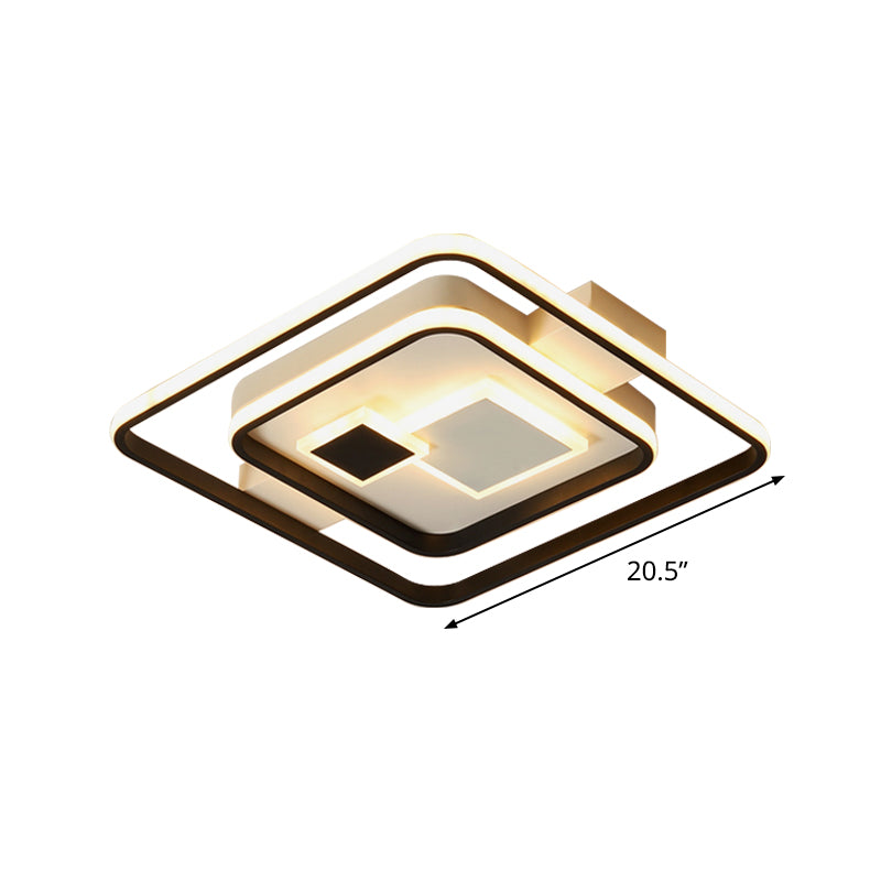 Checkered Acrylic Led Flush Mount Ceiling Light: Warm/White Black-White Modern Style 16.5/20.5 Wide