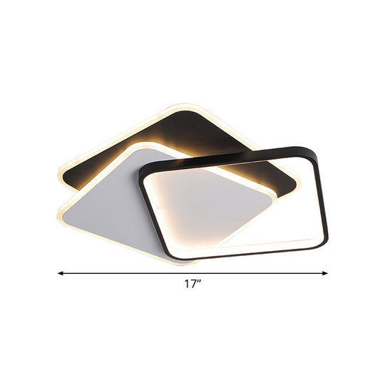 17’/21’ Modern Led Surface Ceiling Lamp - Black - White Spiral Design Square Flushmount