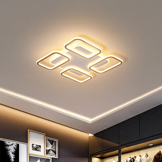 Simplicity Gold Square Acrylic Ceiling Flush Light Led Mount Lighting In Warm/White -