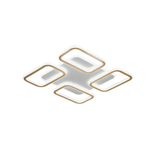 Simplicity Gold Square Acrylic Ceiling Flush Light Led Mount Lighting In Warm/White - 16.5/20.5 Wide