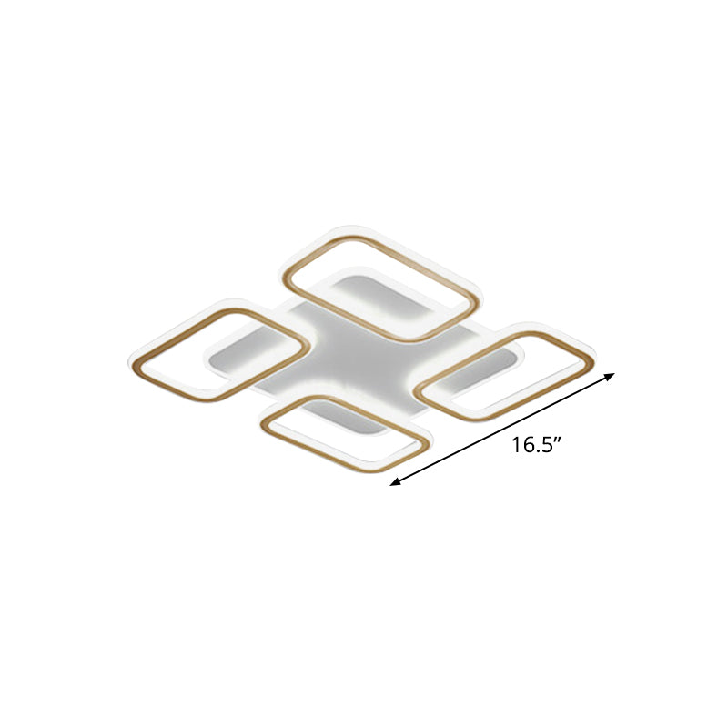 Simplicity Gold Square Acrylic Ceiling Flush Light Led Mount Lighting In Warm/White - 16.5/20.5 Wide