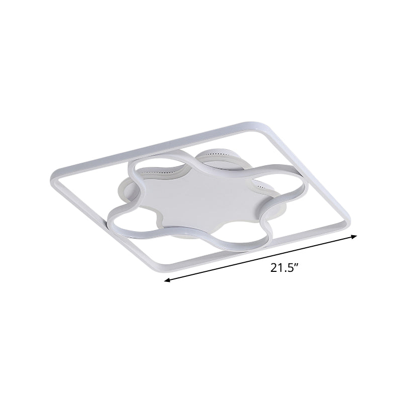 White/Warm Led Bedroom Flush Light: Minimalist Square & Petal Aluminum Ceiling Lamp 18’/21.5’ Wide