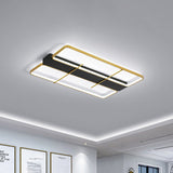 Modern Aluminum Rectangular Led Ceiling Light Fixture In Black And Gold Black-Gold / White