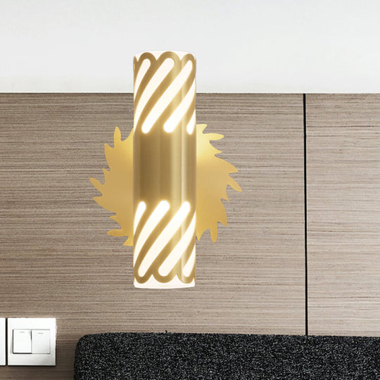 Brass Wall Mount Led Sconce Lamp - Unique Tubular Design For Bedroom Lighting / C