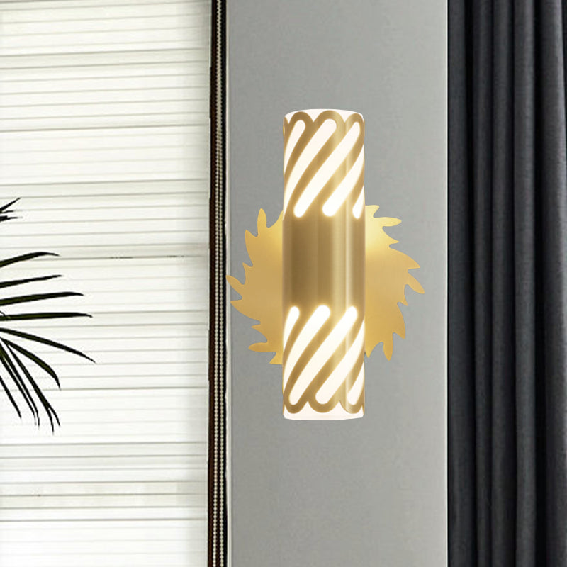 Brass Wall Mount Led Sconce Lamp - Unique Tubular Design For Bedroom Lighting