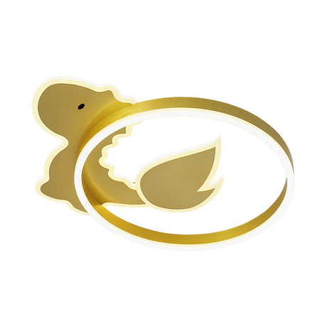 Dinosaur Led Flush Mount Ceiling Lamp For Baby Room In Warm/White Light - Cartoon Acrylic Gold