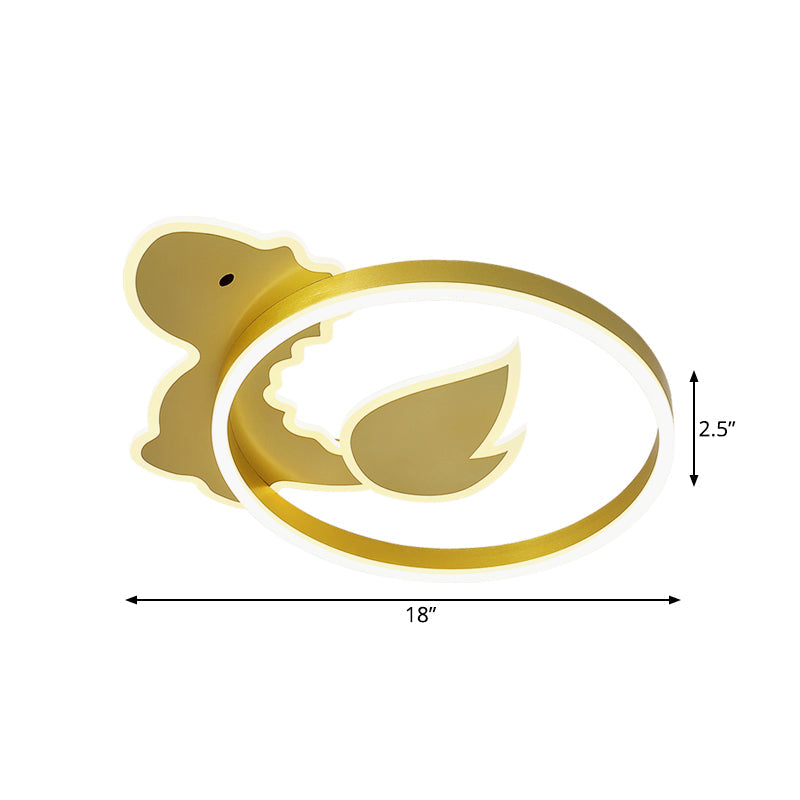 Dinosaur Led Flush Mount Ceiling Lamp For Baby Room In Warm/White Light - Cartoon Acrylic Gold