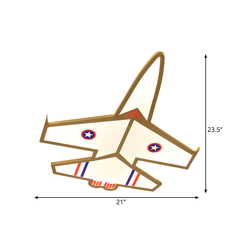 Kid’s Golden Jet Flushmount Ceiling Light With Acrylic Led For Boys Bedroom (Warm/White)