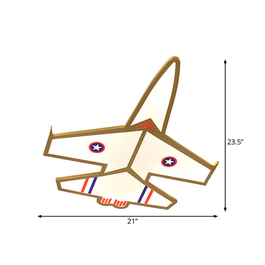 Kid’s Golden Jet Flushmount Ceiling Light With Acrylic Led For Boys Bedroom (Warm/White)