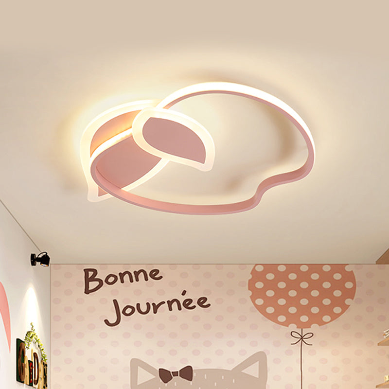 Kids’ Led Flush Mount Ceiling Lighting With Apple Aluminum Frame - Pink/White/Black Options