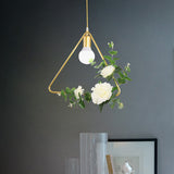 Gold Iron Warehouse Pendant Light With Artistic Deco - Rectangle/Round Frame 1 Head For Living Room