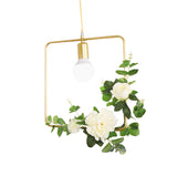 Gold Iron Warehouse Pendant Light With Artistic Deco - Rectangle/Round Frame 1 Head For Living Room