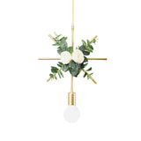 Gold Iron Warehouse Pendant Light With Artistic Deco - Rectangle/Round Frame 1 Head For Living Room