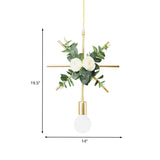 Gold Iron Warehouse Pendant Light With Artistic Deco - Rectangle/Round Frame 1 Head For Living Room