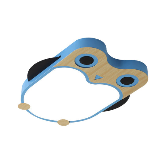 Cartoon Owl Led Flush Mount Lamp For Child Room - Thin Iron Ceiling Light In White/Pink/Blue With