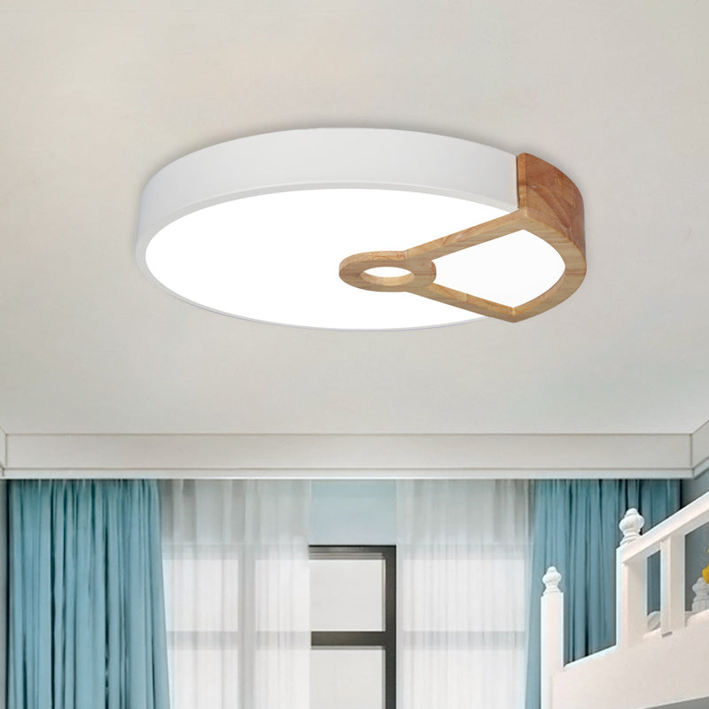 Macaron White/Pink/Blue-Wood Led Ceiling Light Fixture For Bedroom - Splicing Round Acrylic Flush