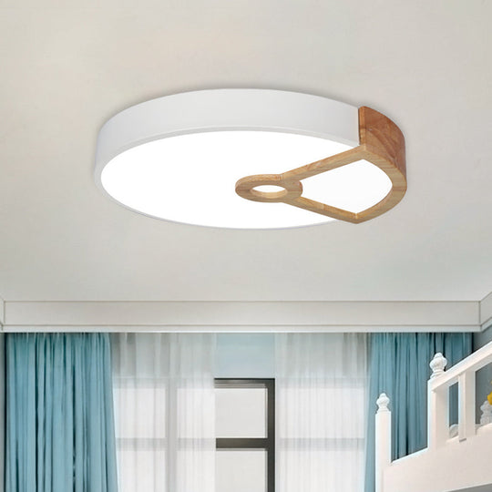 Macaron White/Pink/Blue-Wood Led Ceiling Light Fixture For Bedroom - Splicing Round Acrylic Flush