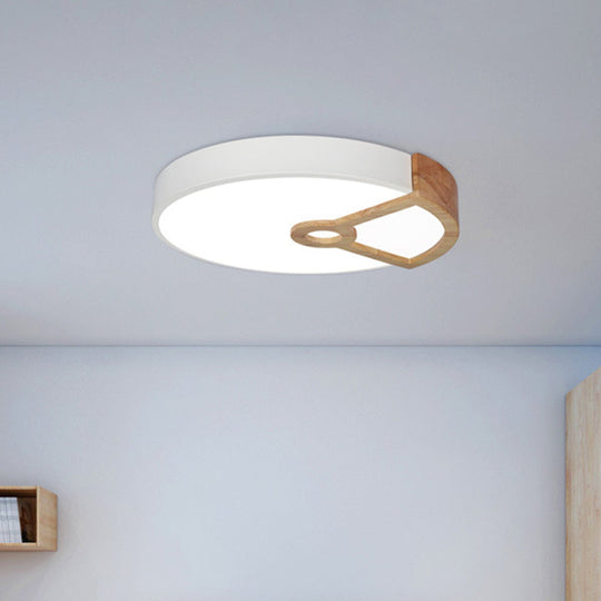 Macaron White/Pink/Blue - Wood Led Ceiling Light Fixture For Bedroom - Splicing Round Acrylic Flush