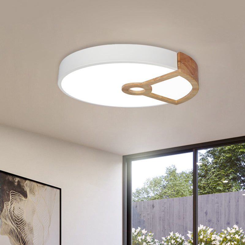 Macaron White/Pink/Blue-Wood Led Ceiling Light Fixture For Bedroom - Splicing Round Acrylic Flush