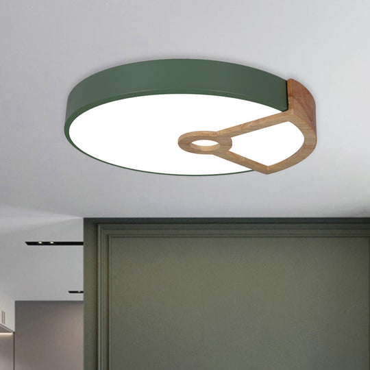 Macaron White/Pink/Blue - Wood Led Ceiling Light Fixture For Bedroom - Splicing Round Acrylic Flush