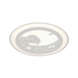 White Round Flushmount Light Nordic Led Acrylic Lamp - 16/19.5 Dia Rabbit And Star Pattern