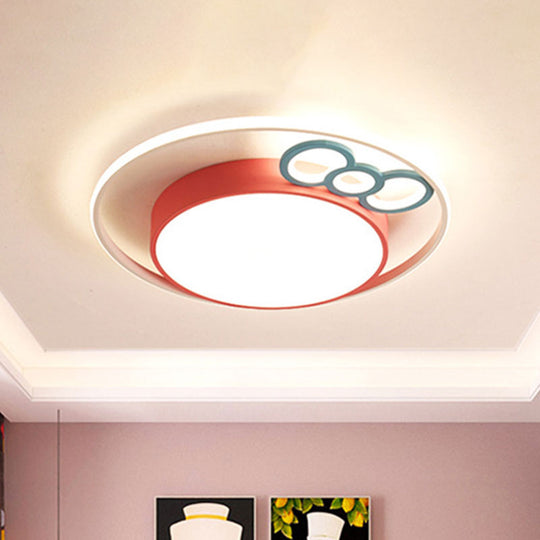 Kids Led Ceiling Light With Bow Design In Pink/Blue Finish Warm/White Available 18’/23’ Dia