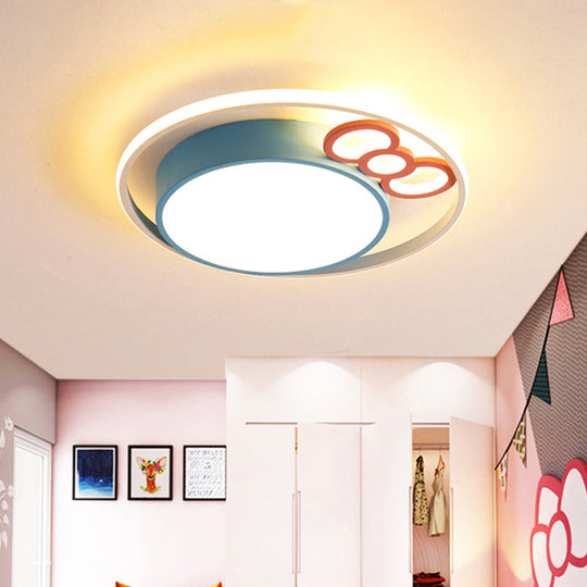 Kids Led Ceiling Light With Bow Design In Pink/Blue Finish Warm/White Available 18/23 Dia