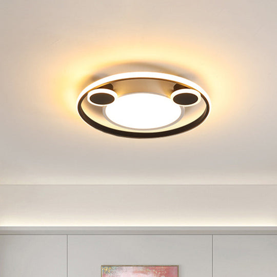 Nordic Led Circle Ceiling Flush Mount Lighting In White/Black - 16.5’/20.5’ Diameter White/Warm