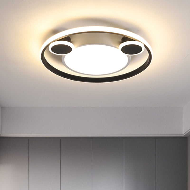 Nordic Led Circle Ceiling Flush Mount Lighting In White/Black - 16.5’/20.5’ Diameter White/Warm