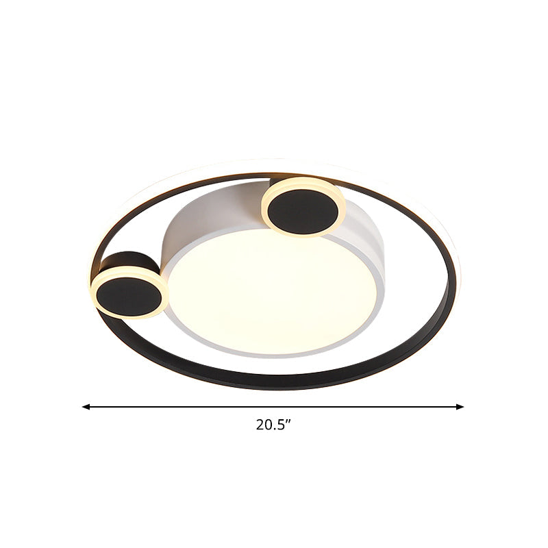 Nordic Led Circle Ceiling Flush Mount Lighting In White/Black - 16.5’/20.5’ Diameter White/Warm