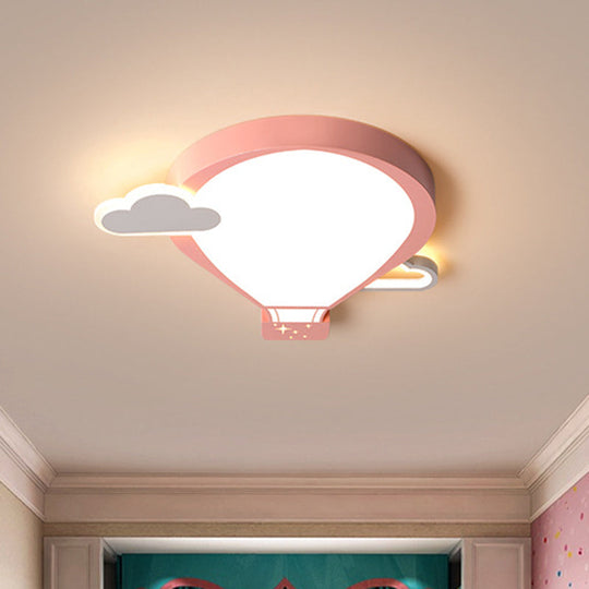 Colorful Hot Air Balloon Ceiling Light - Led Flushmount Lamp In 18/21.5 Width Pink / 18