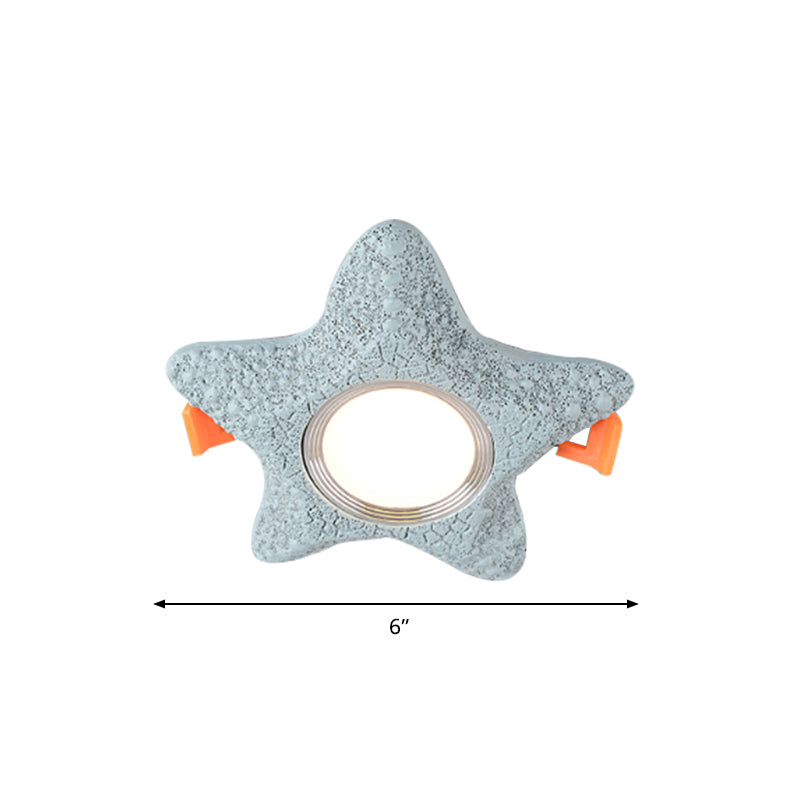 Cartoon Resin Led Starfish Flush Mount Ceiling Light In White/Warm Blue