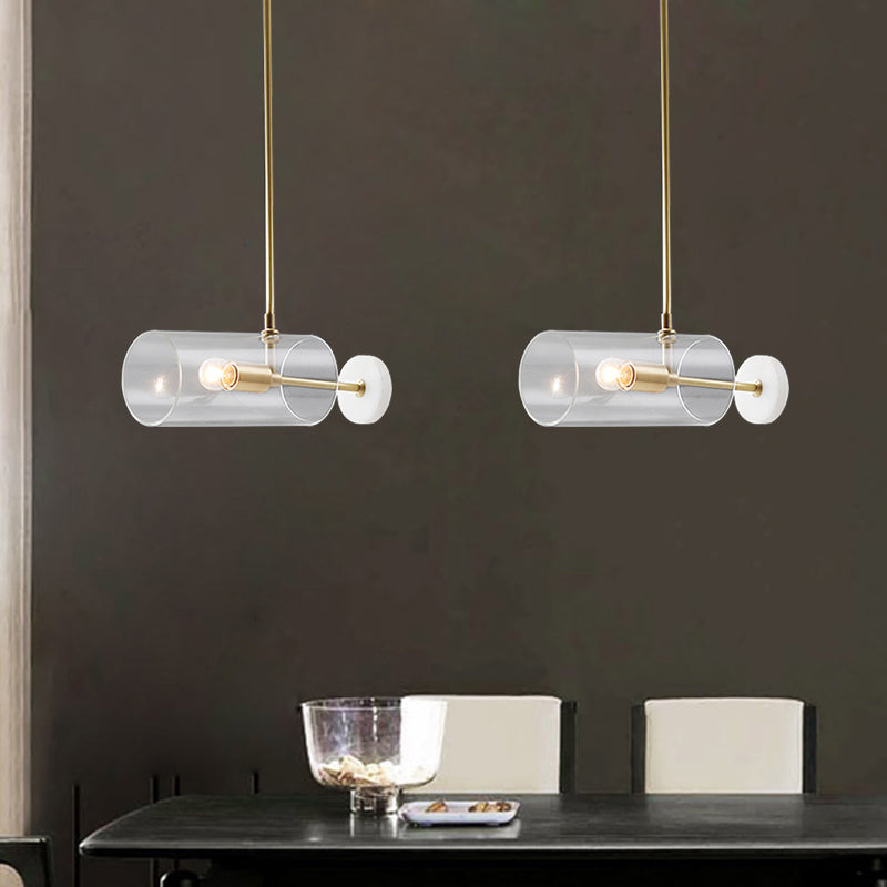Minimalistic Brass Pendant Light With Translucent Glass Shade For Dining Table