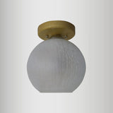 White Crackled Glass Foyer Flush Mount Ceiling Light Globe Fixture