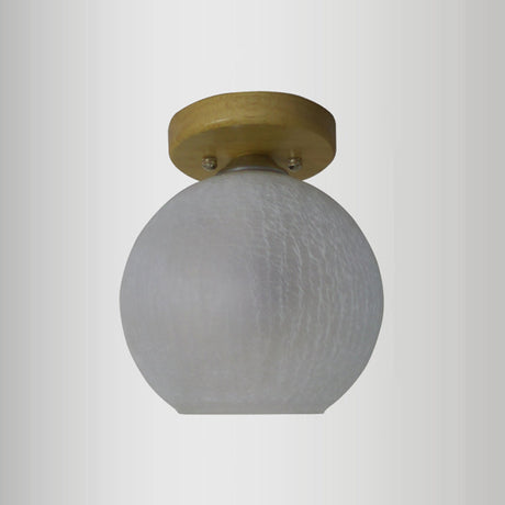 White Crackled Glass Foyer Flush Mount Ceiling Light Globe Fixture