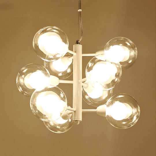 Modernist Double Bubble Chandelier - White | 9 Bulbs Translucent Glass Suspension Pendant