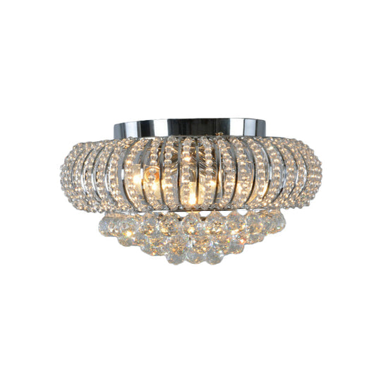 Modern Crystal Flush Mount Light With Oval Faceted Design - 3 - Head Ceiling Lighting For Living
